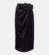 Valentino Asymmetric Low-rise Silk Midi Skirt In Black