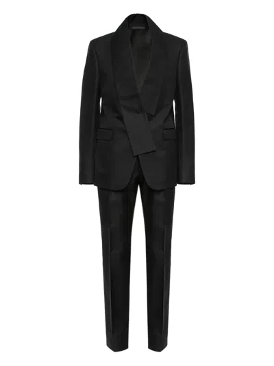Valentino Asymmetrical-lapel Suit In Black