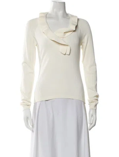 Pre-owned Valentino Asymmetrical Long Sleeve Top In Neutral