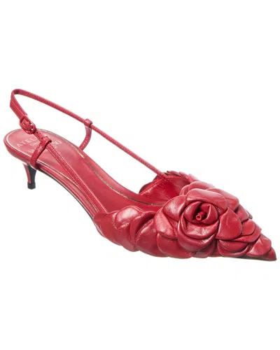 Valentino Garavani Valentino Atelier 03 Rose Edition 40 Leather Slingback Pump In Red