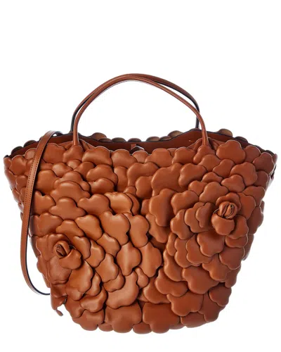 Valentino Garavani Valentino Atelier 03 Rose Edition Leather Shoulder Bag In Brown