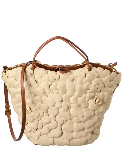 Valentino Garavani Valentino Atelier 03 Rose Edition Raffia & Leather Shoulder Bag In Brown