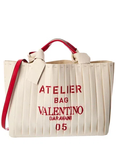 Valentino Garavani Valentino Atelier Canvas Tote In Nude