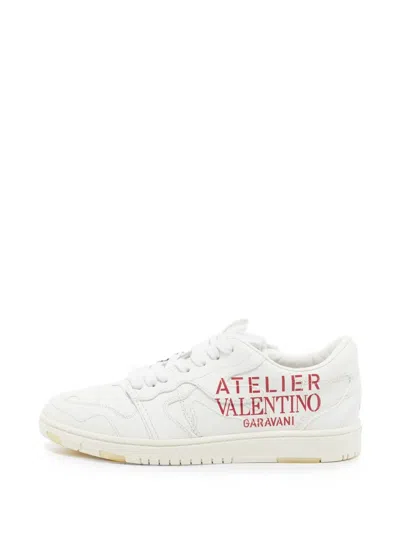 Pre-owned Valentino Garavani Atelier Leather Sneakers In White