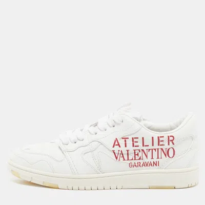 Pre-owned Valentino Garavani Atelier Size 38 White Leather Low Top Sneakers