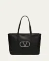 Valentino Garavani Avec Toi Rivet Vlogo Leather Tote Bag In Black