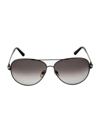 Pre-owned Valentino Aviator Gradient Sunglasses In Black