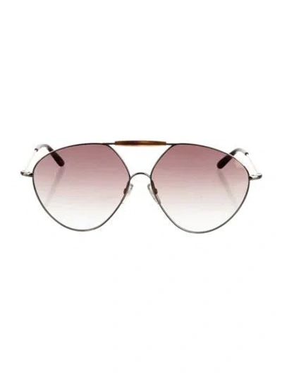 Pre-owned Valentino Aviator Gradient Sunglasses In Brown