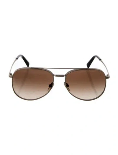Pre-owned Valentino Aviator Gradient Sunglasses In Gold