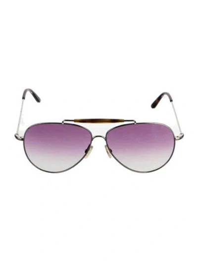 Pre-owned Valentino Aviator Gradient Sunglasses In Neutrals/silver