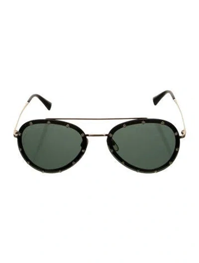 Pre-owned Valentino Aviator Tinted Sunglasses In Black
