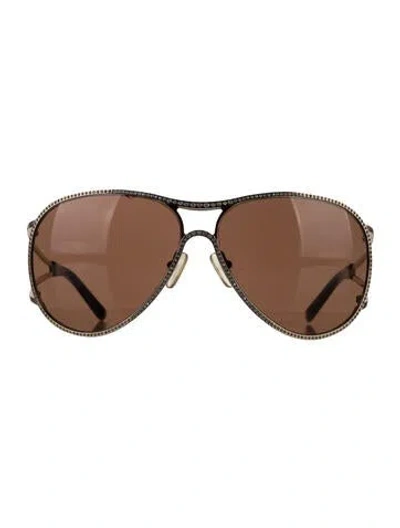 Pre-owned Valentino Aviator Tinted Sunglasses In Brown
