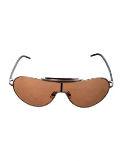 Pre-owned Valentino Aviator Tinted Sunglasses In Gold