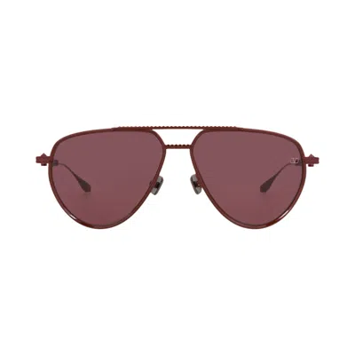Pre-owned Valentino Aviator-frame Metal Sunglasses 'bordeaux' | Brown | Men's Size Onesize
