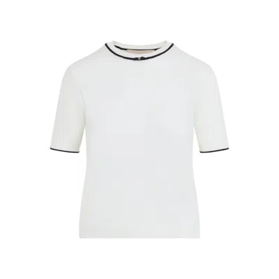 Valentino Avorio Nero Knit Wool T-shirt In White
