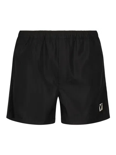 Valentino Swimming Costume With Logo In Black