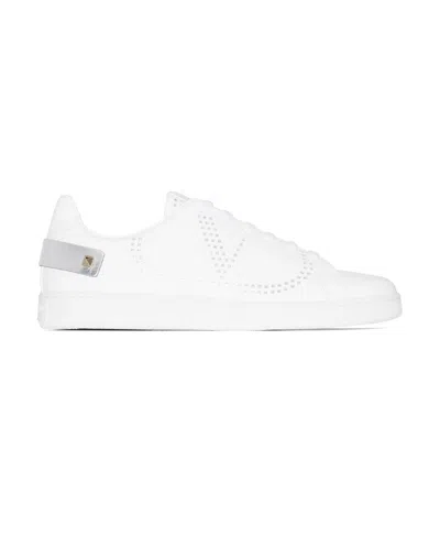 Valentino Garavani Backnet Perforated Vlogo Sneakers In White