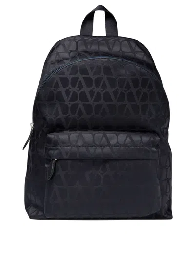 Valentino Garavani Backpack In Toile Iconographe Technical Fabric In Navy