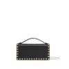 Valentino Rockstud Leather Wallet On Chain In Black