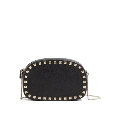 Valentino Garavani Valentino Rockstud Mini Grainy Leather Crossbody In Black