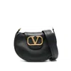 Valentino Vlogo Signature-plaque Shoulder Bag In Black
