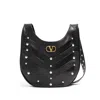 Valentino Garavani Small Hoboho Chevron Quilted Shoulder Bag With Studs In Black