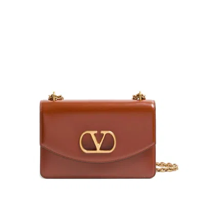 Valentino Garavani Valentino Vain Small Leather Shoulder Bag In Brown