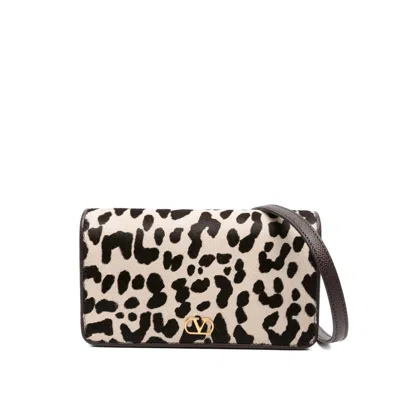 Valentino Garavani Animalier Shoulder Bag In Neutral