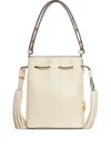 Valentino Cream V-logo Tassel Leather Bucket Bag In White