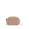 Valentino Rockstud Mini Grainy Leather Crossbody In Brown