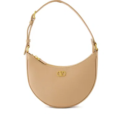 Valentino Garavani Pink Vlogo Mini Hobo In Nude