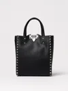 Valentino Black Leather Rockstud Handbag In Black