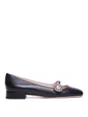 Valentino Embellished Leather Mary Jane Flats In Negro