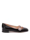 Valentino Embellished Leather Mary Jane Flats In Black