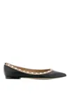 Valentino Leather Ballet Flats Rockstud Embellishment In Black