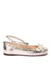 Valentino Rockstud Ballet Flats In Metallic Leather In Silver