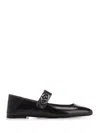 Valentino Garavani Vlogo Locker Mary-jane Ballerina In Eel With Flower Application Woman Black 37.5 In Black