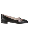 Valentino Embellished Leather Mary Jane Flats In Tj Nero Crystal Rosa