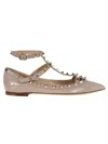 Valentino Lace-up Shoes With Ankle Strap And Studded Detailing In Poudre