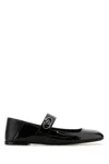 Valentino Garavani Vlogo Locker Mary-jane Ballerina In Eel With Flower Application Woman Black 37.5