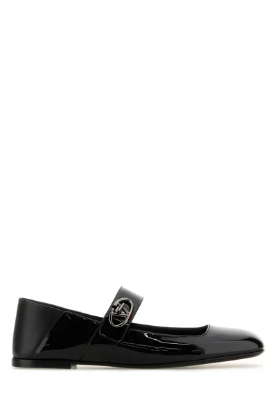 VALENTINO GARAVANI VALENTINO GARAVANI BLACK LEATHER VLOGO LOCKER BALLERINAS