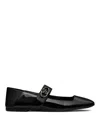 Valentino Garavani Vlogo Locker Mary-jane Ballerina In Eel With Flower Application Woman Black 37.5 In Black