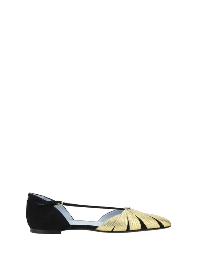 Valentino Garavani Foliefoliage Bicolor Leather Ballerina Flats In Multi