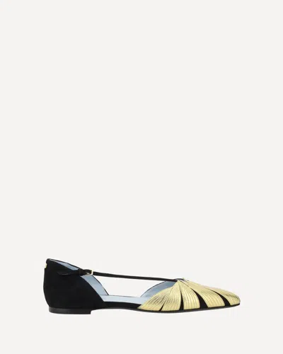 Valentino Garavani Valentino Foglie Leather Ballerina Flat In Black
