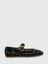 Valentino Signature Vlogo Ballerina Shoes In Velvet In Black