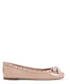 Valentino Glossy Finish Flats With Decorative Bow In Pink