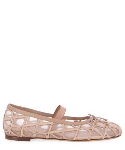 Valentino Garavani Pink Toile Iconographe Ballerina Flats
