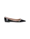 Valentino Leather Ballet Flats Rockstud Embellishment In Black
