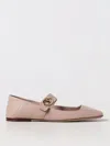 Valentino Vlogo Locker Mary-jane Leather Ballet Flats In Beige