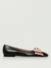 Valentino Round Toe Ballerina Shoes With Bow Detail In Black